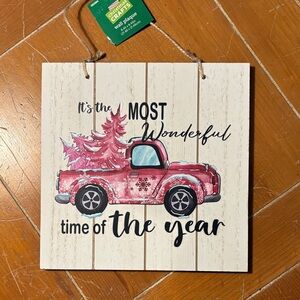 Festive Red Truck Wall Art